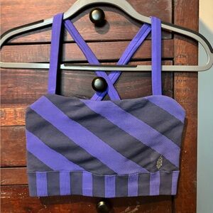 Free People Movement Sports Bra Violet & Gray Diagonal Stripe NWOT XS/S